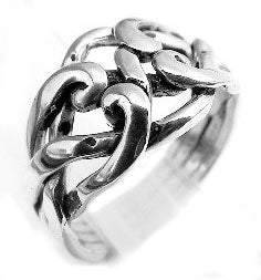 Sterling Silver 4-Band Weaved Puzzle Knot Ring - Silver Insanity