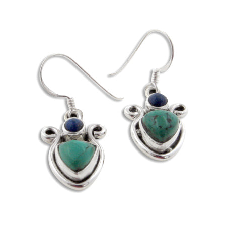 Turquoise Triangle Blue Lapis Sterling Silver Earrings - Silver Insanity