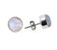 Full Moon - Large 8mm Round Rainbow Moonstone Stud Sterling Silver Earrings - Silver Insanity