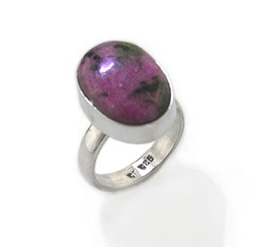 Genuine Pink/Black Rhodonite Stone Sterling Silver Ring - Silver Insanity