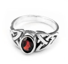 Sterling Silver Celtic Knot Simulated Red Garnet Ring - Silver Insanity