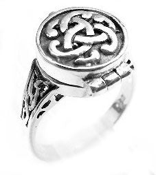 Sterling Silver Celtic Knot Poison Locket Ring - Silver Insanity