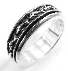 Sterling Silver Dolphin Spinning Motion Band Ring - Silver Insanity