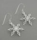 Sparkling Frozen Snow Sterling Silver Winter Snowflake French Hook Earrings - Silver Insanity