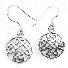 Sterling Silver Celtic Heart Cross Knot Hook Earrings - Silver Insanity