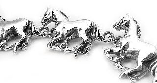 Heavy Horses Sterling Silver HORSE Link Bracelet - Silver Insanity