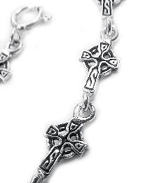 Sterling Silver Celtic Sun Knot Cross 7" Link Bracelet - Silver Insanity