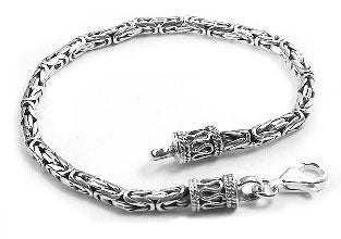 Antiqued Byzantine Sterling Silver Chain Link Bracelet - Silver Insanity