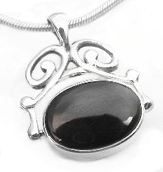 Sterling Silver Black Onyx and MOP Reversible Pendant - Silver Insanity