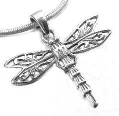 Pretty Sterling Silver Filigree Dragonfly Charm Pendant - Silver Insanity
