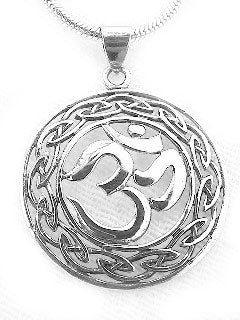 Om Hindu and Celtic Knot Sterling Silver Charm Pendant - Silver Insanity
