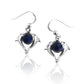 Heart Shaped Double Dolphin on Bermuda Blue Crystal Sterling Silver Hook Earrings - Silver Insanity