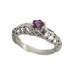 Platinum over Sterling Silver Genuine Amethyst Heart Cut-Out Ring - Silver Insanity