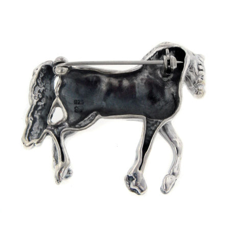 Southwestern Prancing Horse Pony Sterling Silver Brooch Pin - Silver Insanity