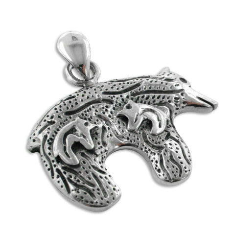 Western Zuni Indian Bear Fetish Sterling Silver Pendant - Silver Insanity